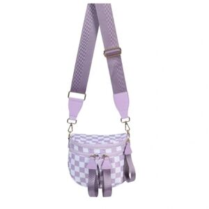 Chic Lavender Checkered Crossbody Bag